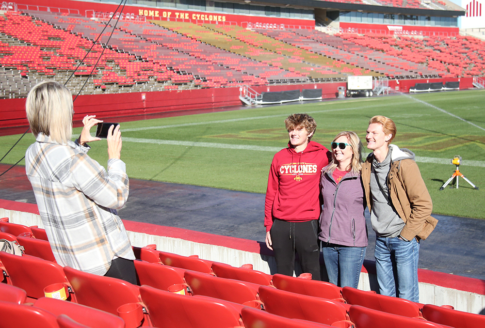 Family enjoys tour of Jack Trice Stadium during Cyclone Family Weekend
