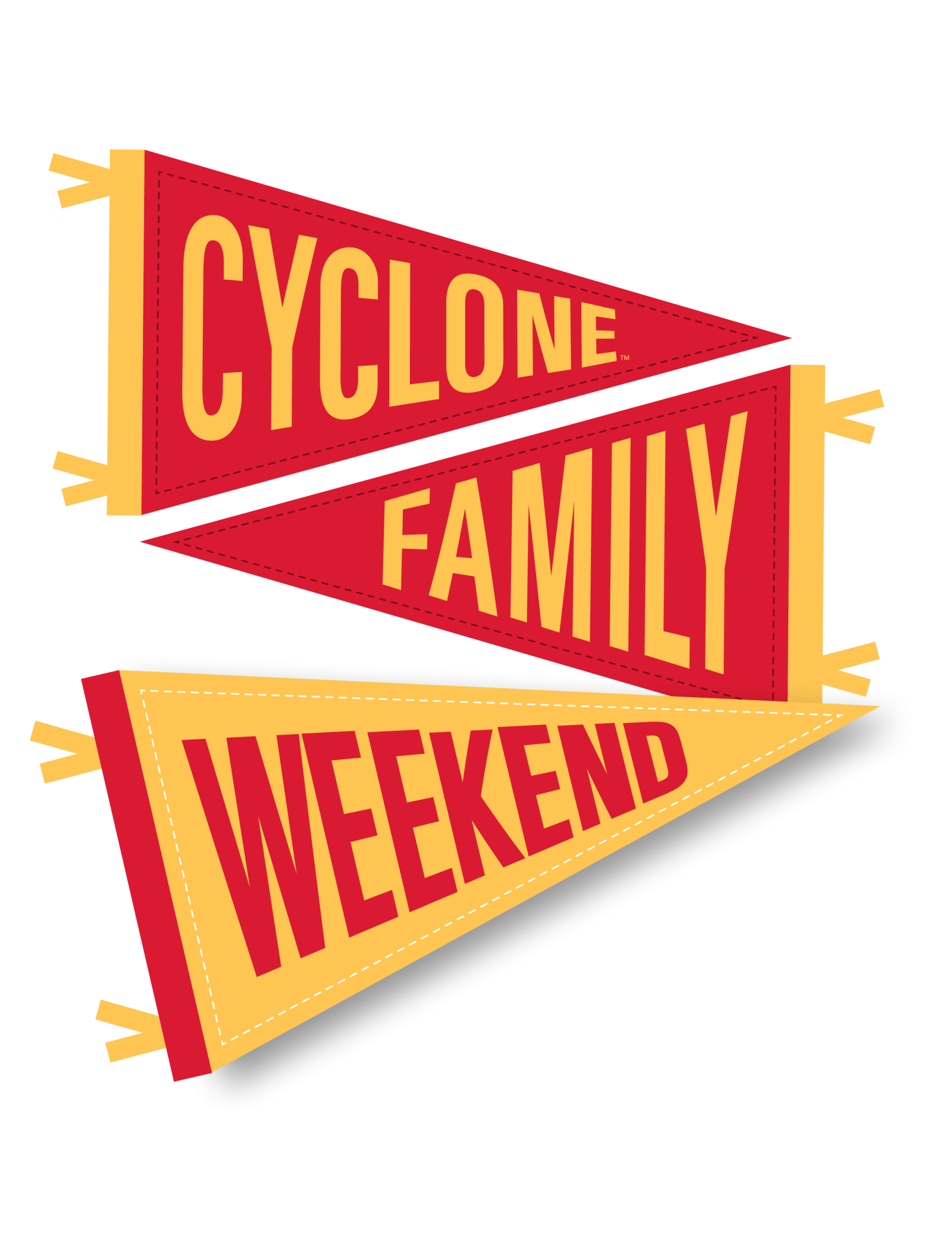 Cyclone Family Weekend logo on pennants